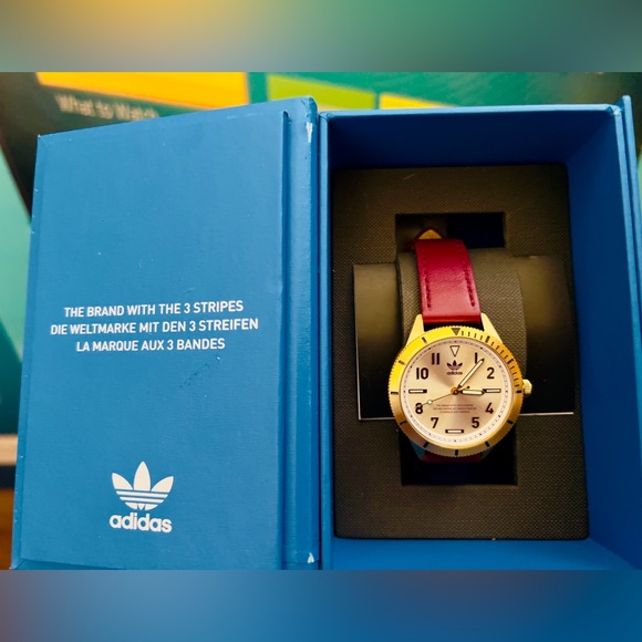 Adidas Gold Case Watch with Red Strap